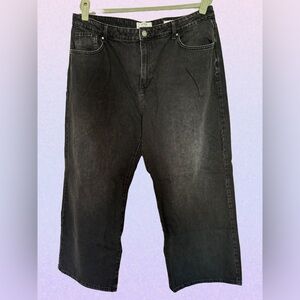 Cotton:on relaxed wide leg jeans grunge 90s washed black US 14 jnco style